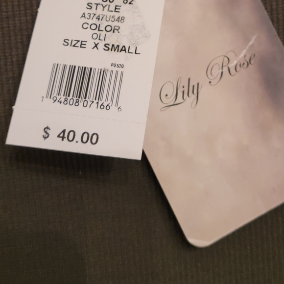 Lily Rose Green Knit Babydoll Long Sleeve Dress X Small NWT - Picture 4 of 6